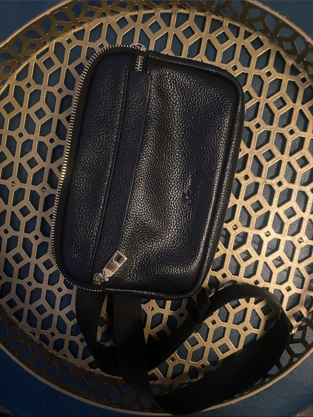 Black Pebbled Leather Mini Crossbody Bag - Unbranded